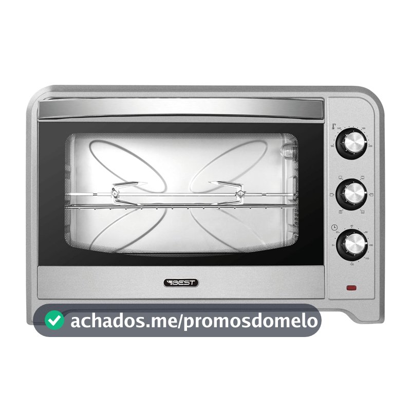 BEST Forno Elétrico 70L, Inox/Platinium, 1800W 127V com Rotisserie, Luz Interna, Timer 120min, 6 Funções