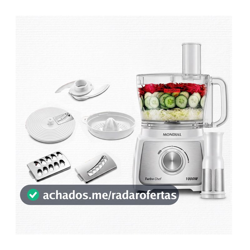 MONDIAL, Multiprocessador Turbo Chef 7 em 1, Branco 1000W, 110V - MPN-01-WE
