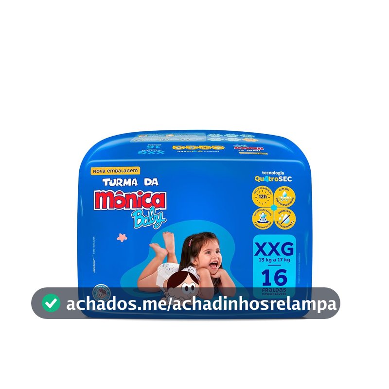 Fralda Turma da Mônica Baby Jumbo XXG 16 Unidades