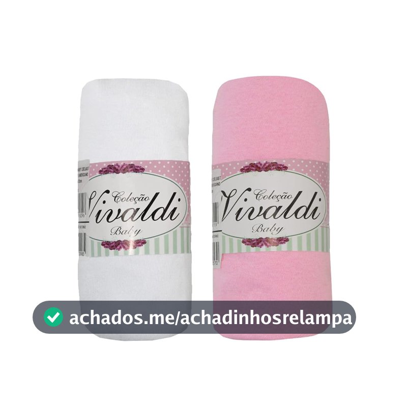 Lençol Avulso Bebe com Elástico Kit 2 peças Rosa e Branco Berço Americano 70cmX130cmX12cm