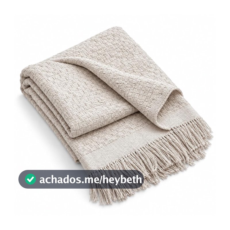 Decolab Manta para Sofá Toque Macio Boho Chic com Franjas Natural