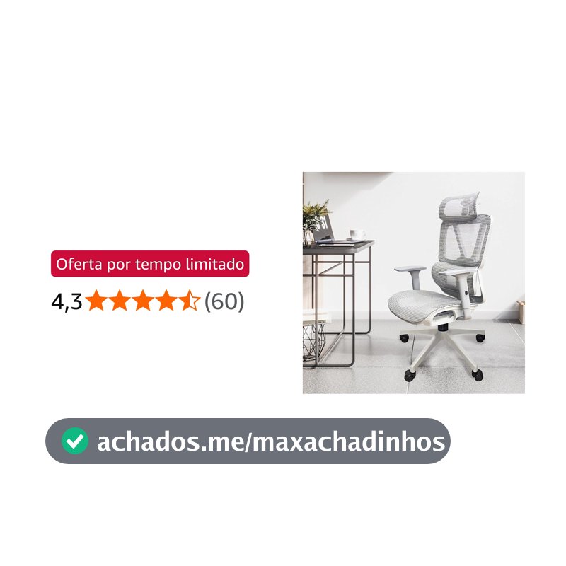 Cadeira de Escritório Ergonômica Python Fly em Malha - Testada conforme NR-17, Lombar Integrada Fixa, Assento Arejado, Braços 3D, Suporta até 150kg(cinza)