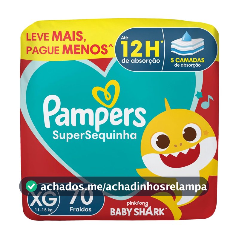 Fralda Pampers Supersequinha Tamanho XG 70 Unidades
