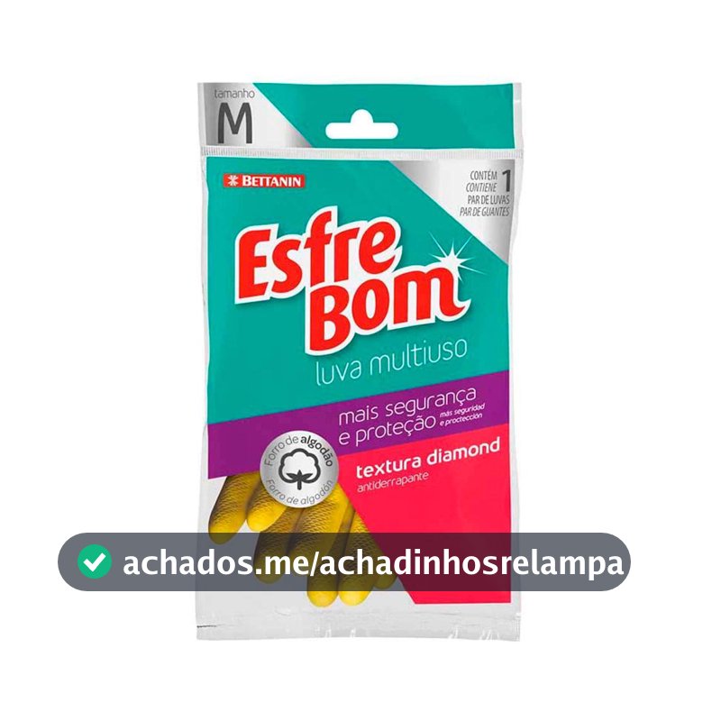 EsfreBom - Luva de Látex Multiuso Tamanho M, Cor Amarela, Bettanin