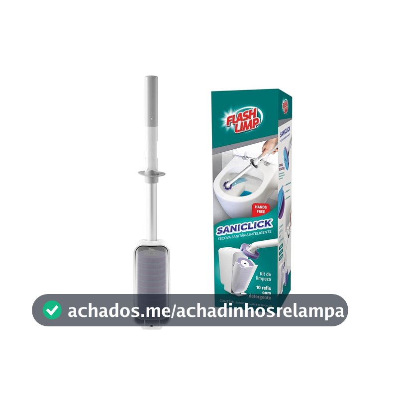 Flash Limp - Escova Sanitária Com Refil Descartável Saniclick - BAN2659 - PP Branca e Cinza