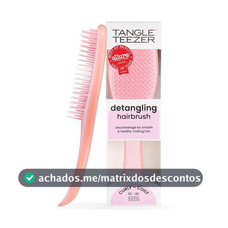 Tangle Teezer - Escova de cabelo desembaraçadora The Wet Detangler para texturas grossas a crespas. Ideal para o uso em fios úmidos Cor: Mango Pink