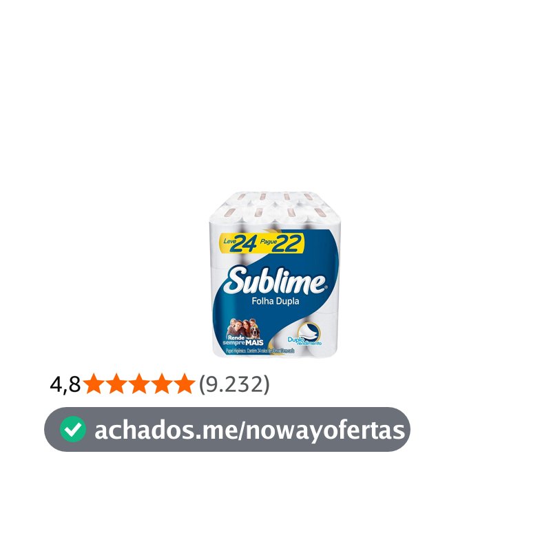 Sublime - Papel Higiênico, Folha Dupla, 24 rolos