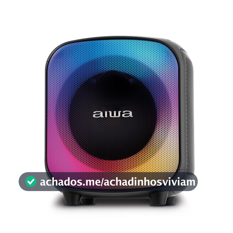 Caixa de Som PartyBox AIWA PB-07 Bluetooth 8H RGB USB TWS Preto