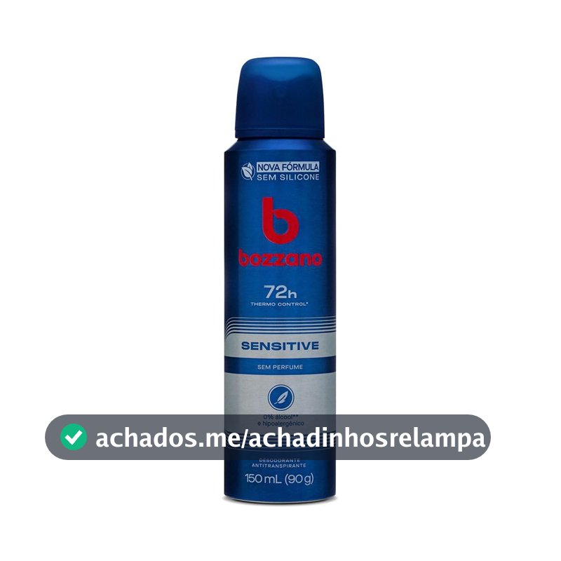 Desodorante Bozzano Aerossol Sensitive Sem Perfume Antitranspirante Masculino 150ml