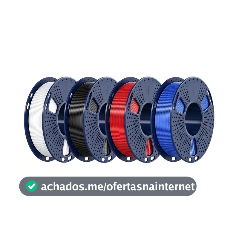 Creatorally Filamento PLA 1,75mm 4x250g Preto Vermelho Branco Azul