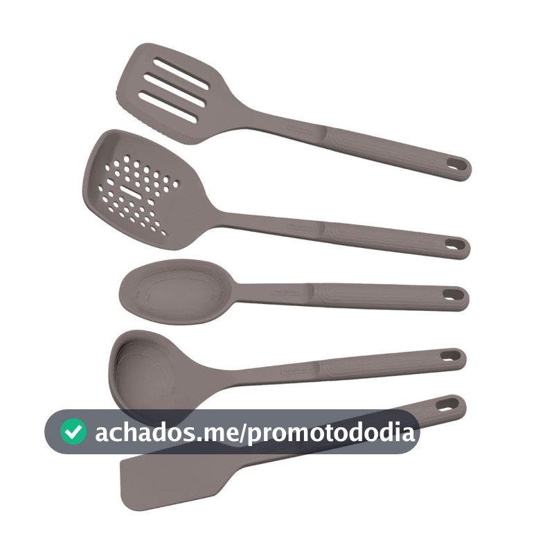 Tramontina Jogo de Utensílios Softta em Silicone Cinza 5 Peças