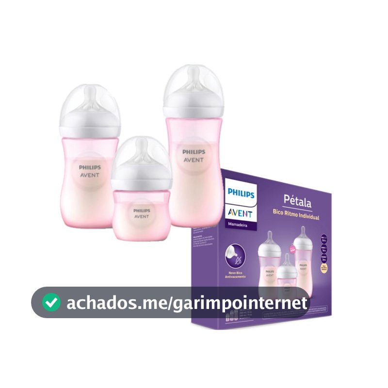 Kit de Mamadeiras Philips Avent Pétala, 125ml, 260ml e 330ml