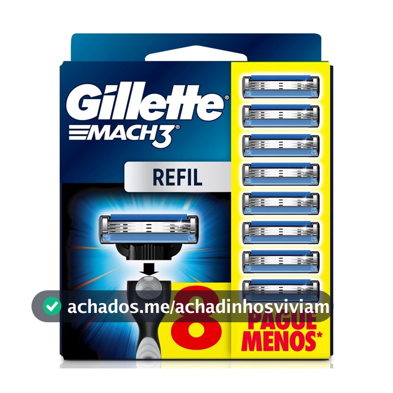Gillette Mach3, Carga para Aparelho de Barbear com 3 Lâminas 8 Unidades
