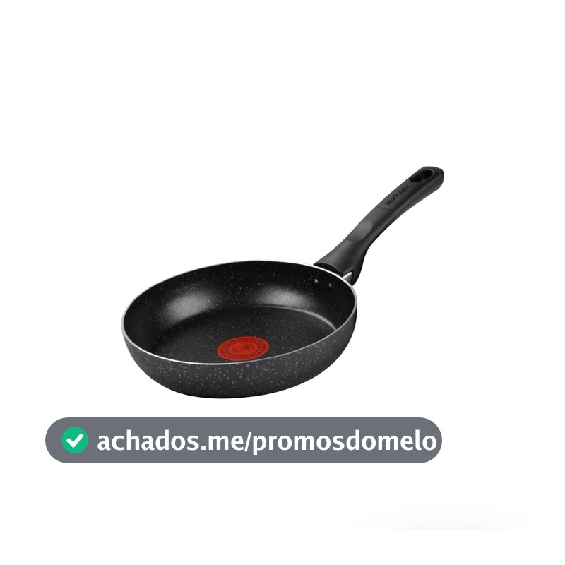 Frigideira Rochedo Stone Pro 20cm Preta com Efeito Pedra e Antiaderente Minerium, Alta Resistência e Durabilidade, Cabos Ergonômicos e Base Limpa Fácil