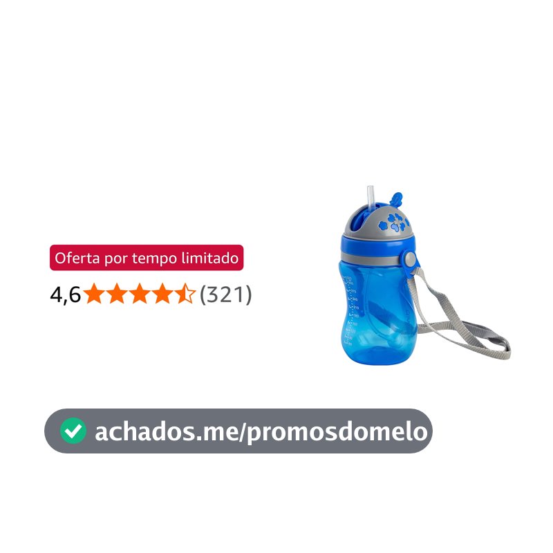 Copo Com Alca Remov - Valvula Canudo Colors Azul, Clingo, Azul