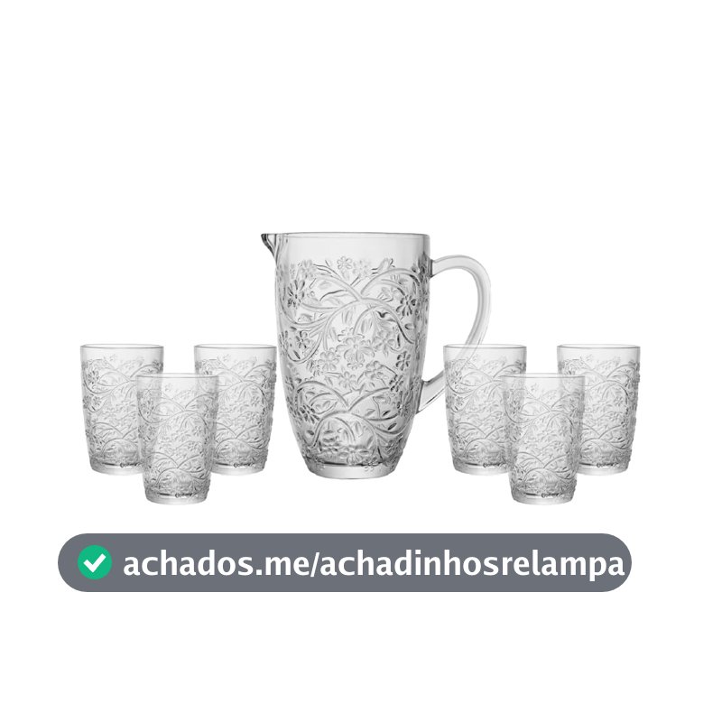 WOLFF - Conjunto 6 Copos 370ml e 1 Jarra 1,4L Daisy Cristal