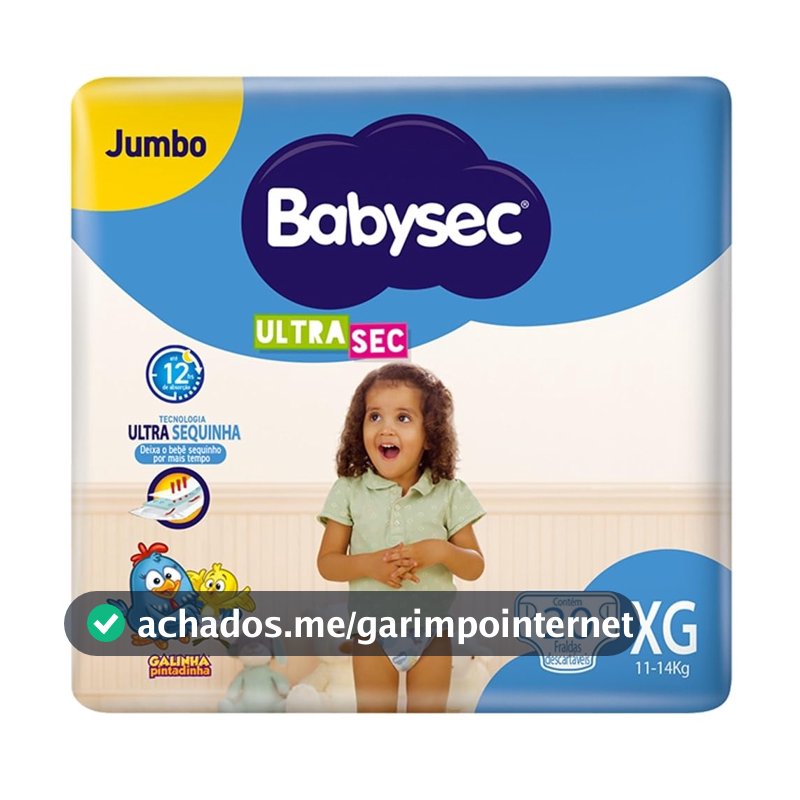 Fralda Babysec Ultrasec Galinha Pintadinha, XG, 20 unidades