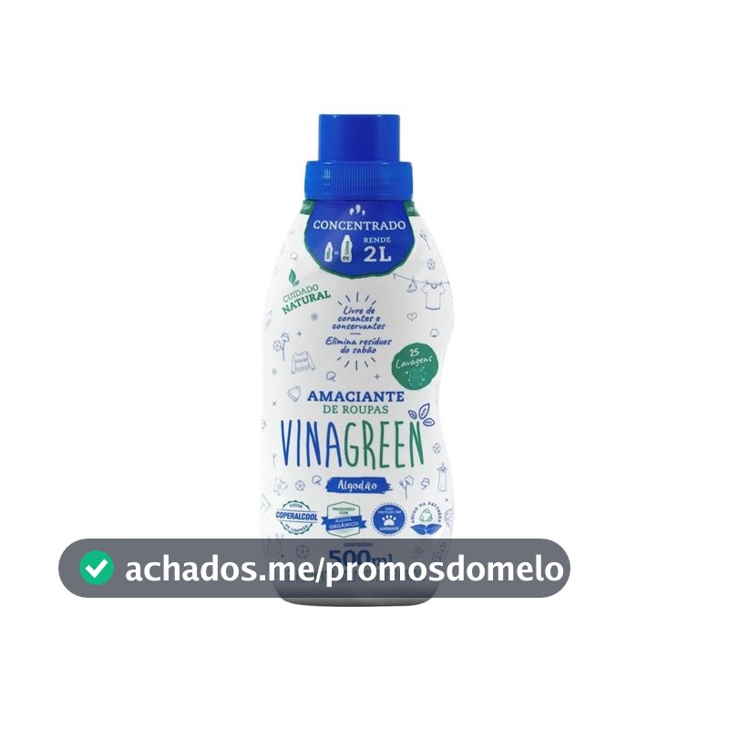 Vinagreen Amaciante de Roupas Concentrado Algodão - 500Ml