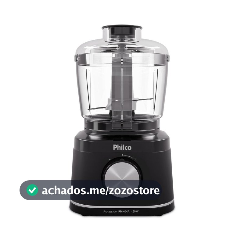 Processador de Alimentos Philco 420W com Jarra 500ml Função Pulsar e Trava de Segurança Preto PMN04A 127V