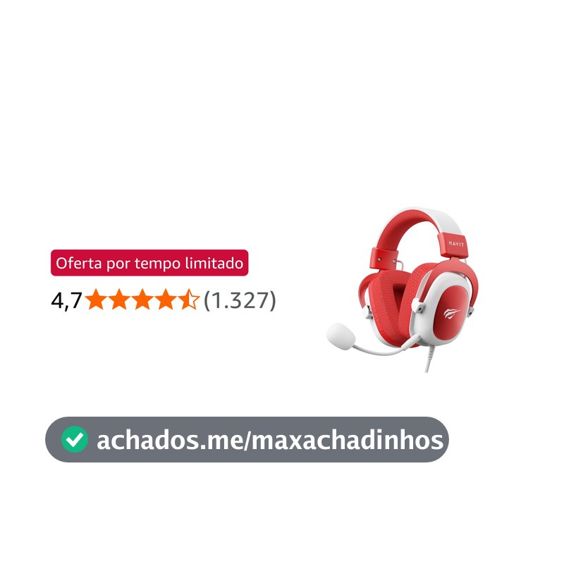 Havit Headphone Fone de Ouvido H2002d Red, Gamer, com Microfone, Falante 53mm, Plug 3, 5mm: compatível com XBOX ONE e PS4, HV-H2002d Cor Vermelho e Branco
