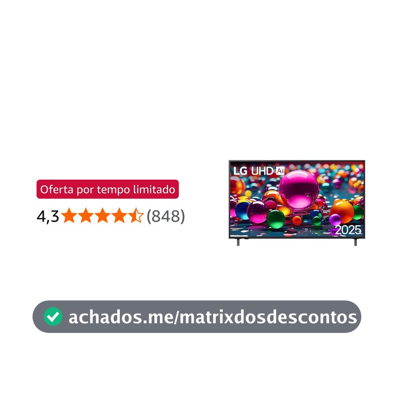 Smart TV LG AI 65" - 4K UHD α7 AI Processor 4K Gen8 webOS 25-65UA7500PSA