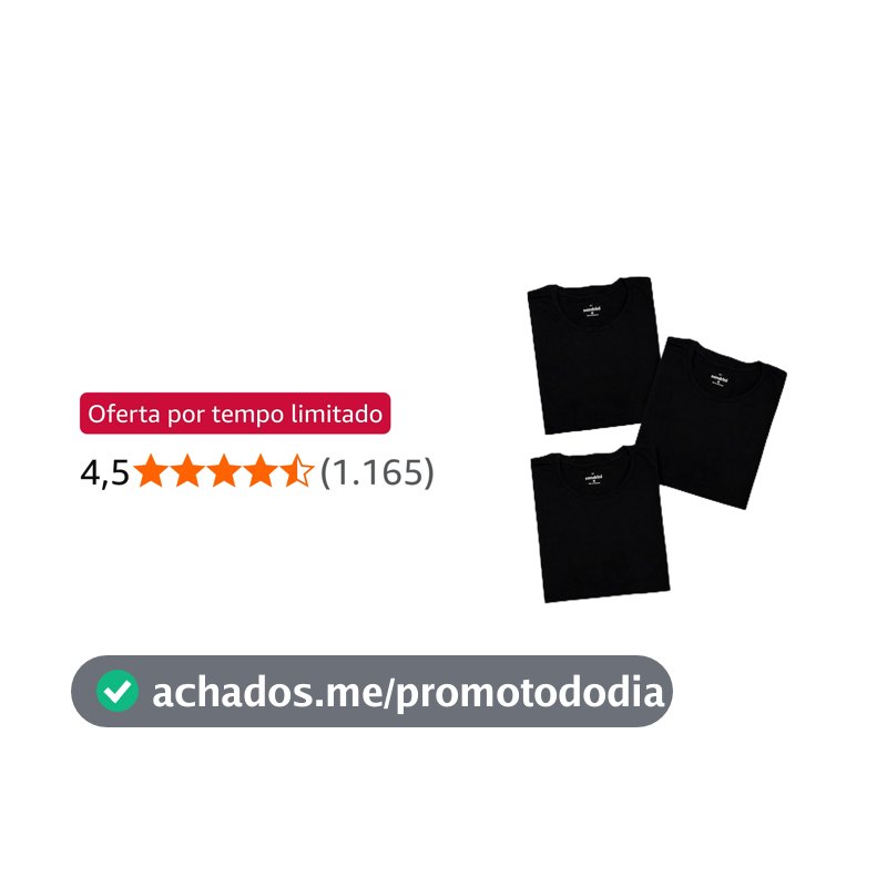 Kit 3 Camisetas Básicas Masculinas Sandrini Preto ou Sortido Algodão Premium Conforto Casual Dia a Dia