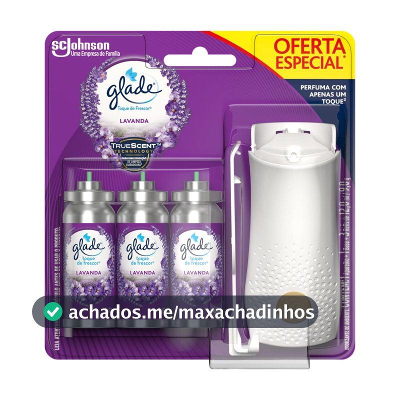 Glade Aromatizador Toque de Frescor Spray Lavanda, Aparelho e 3 Refis