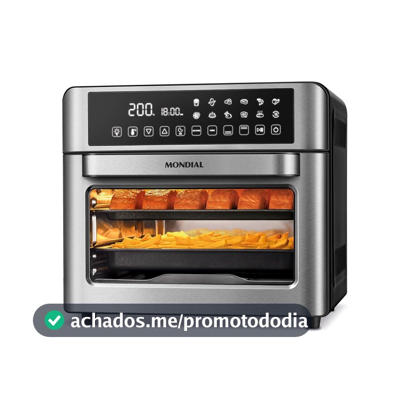 MONDIAL Fritadeira Air Fryer Forno Oven Digital 25L, Preto/Inox, 2000W, 110V - AFO-25L-BI
