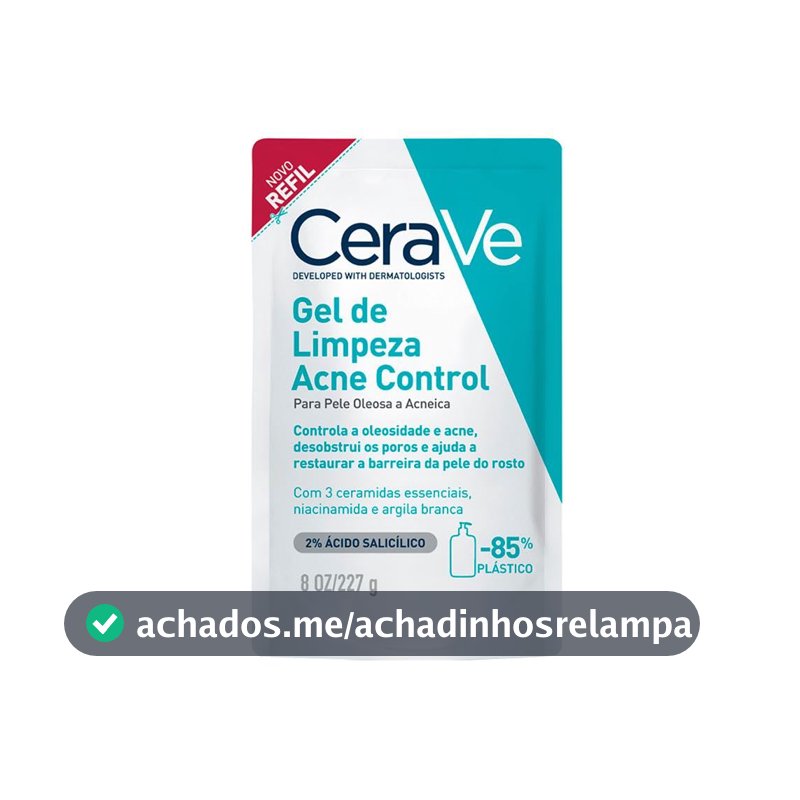 CeraVe Acne Control Refil Gel de Limpeza Facial, Pele Normal a Oleosa, 60g