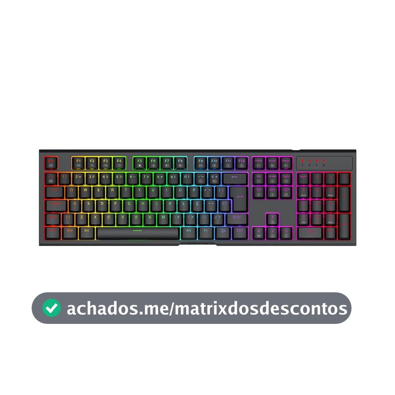 Teclado Mecânico Gamer Redragon Argo RGB Preto Switch Marrom K670-RGB