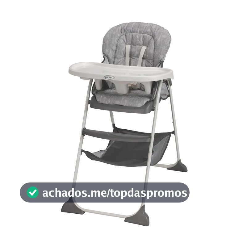 Graco Cadeira de Alimentação e Refeição Infantil Alta Dobrável e Reclinável Slim Snacker Cinza