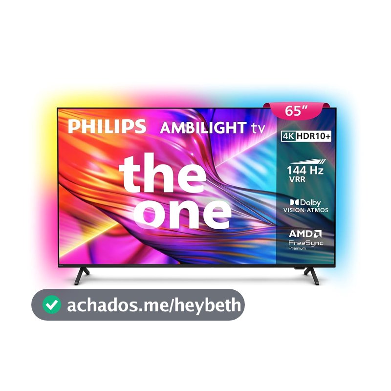PHILIPS, Smart TV, Ambilight THE ONE 65" 4K 144 Hz, Titan OS, 65PUG8929/78, P5, DTS Play-Fi, Freesync, Dolby Vision e Atmos, 40 WRMS
