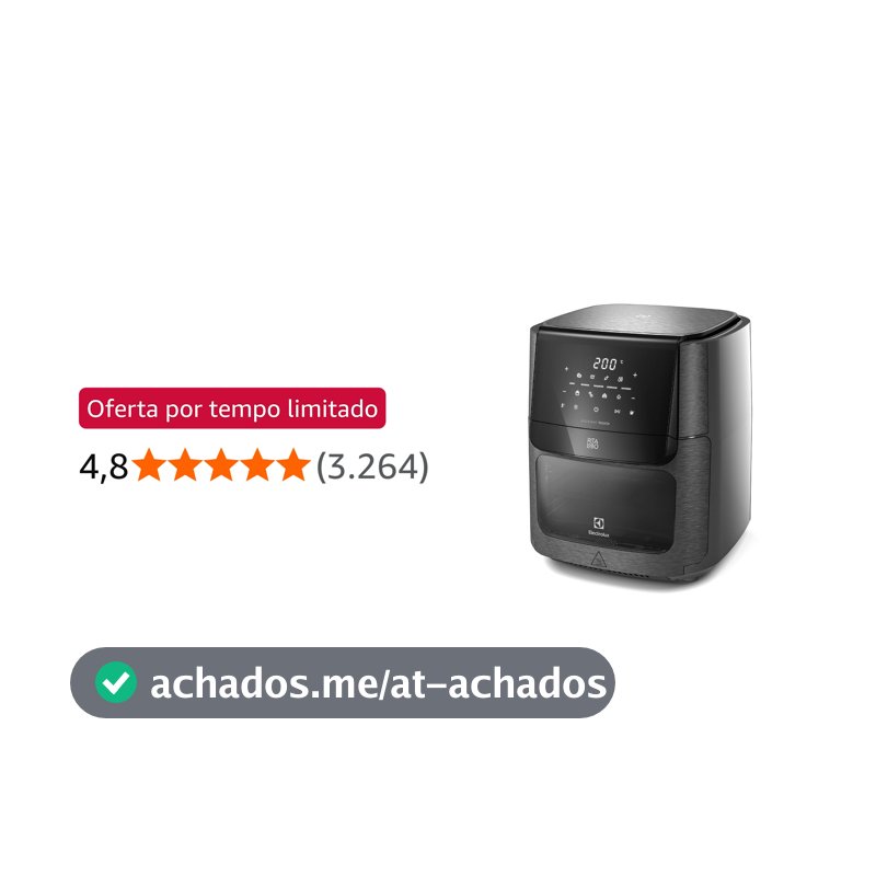 Fritadeira Elétrica sem oleo Forno Oven Airfryer 12L digital receita programada 2 bandejas espeto giratório 1700W Electrolux EAF90 Grafite 127v por Rita Lobo