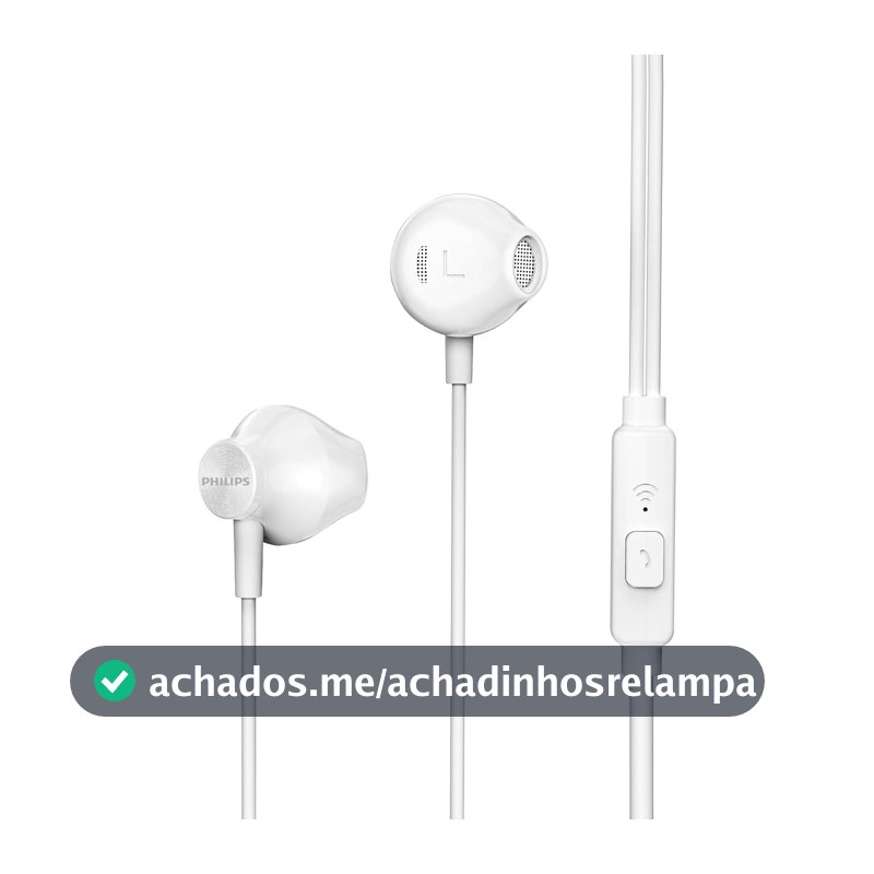 PHILIPS, Fone de Ouvido com Microfone, TAUE101WT/00, Com fio de 1,2 metros, intra-auricular, Branco