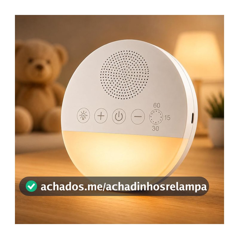 Aparelho de Ruído Branco para Bebê Premium Máquina de Som Relaxante com Luz Noturna Com Timer, 20 Sons Calmantes para Dormir Melhor