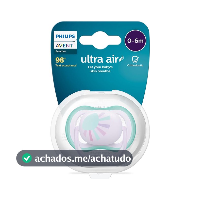 Chupeta Ultra Air 0-6 Meses Philips Avent Recém Nascido Individual Decorada Rosa