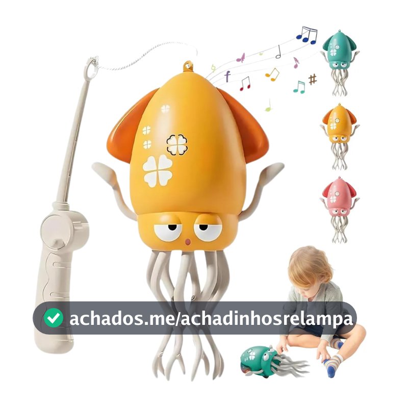 Brinquedo Interativo Lula Polvo Elétrico Dançante com Luzes, Música e Cabo USB – Divertido e Educativo para Crianças (Amarelo)