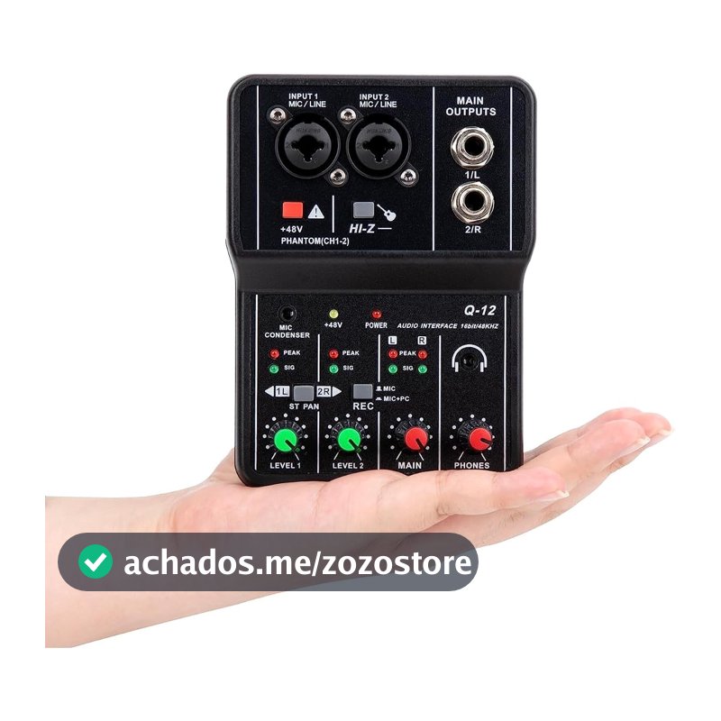 interface de audio，Placa de som profissional de canal duplo com USB 2.0 de alta velocidade, função de monitor para estúdio/gravação musical/gravação