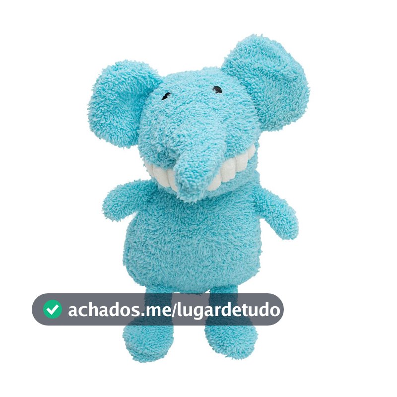 Jambo Pet, Brinquedo Mordedor Pelúcia Dentinho Elefante, Cor Azul, Emite Som, Tamanho Único, Para Cães, Material Algodão E Poliéster, Macio, Flexível