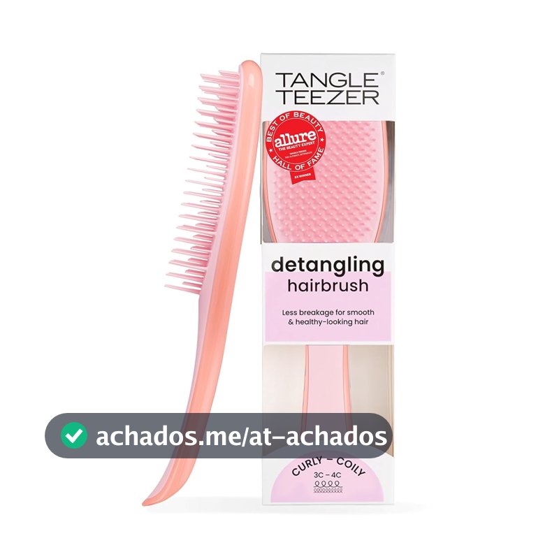 Tangle Teezer - Escova de cabelo desembaraçadora The Wet Detangler para texturas grossas a crespas. Ideal para o uso em fios úmidos Cor: Mango Pink