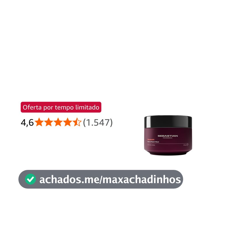 Sebastian Professional, Penetraitt, Máscara capilar de restauração e resgate para cabelos danificados, 145ml
