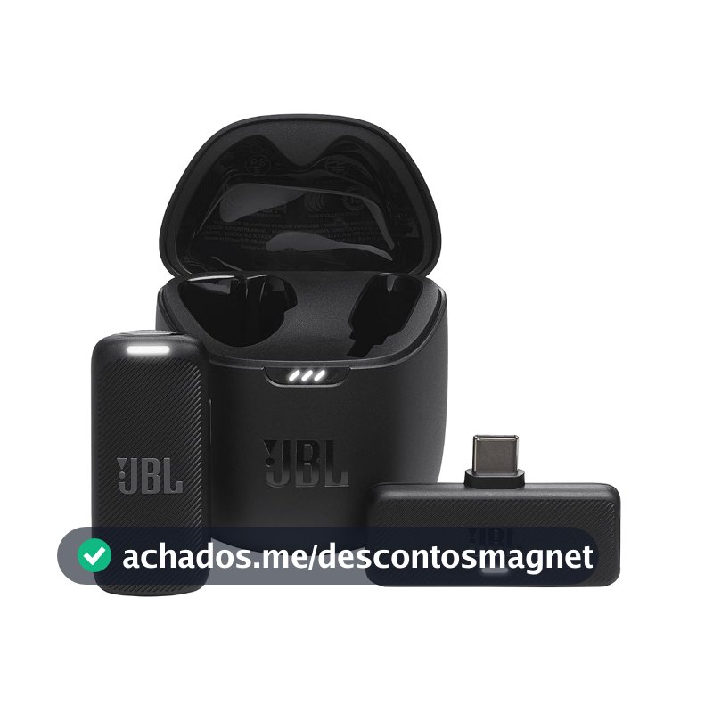 JBL, Microfone Sem Fio, Quantum Stream Wireless, Lapela, USB-C - Preto