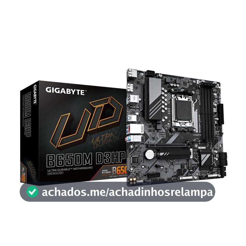 Gigabyte B650M D3HP Placa-Mãe Micro-ATX, Socket AM5, DDR5, para AMD Ryzen Série 7000/8000/9000