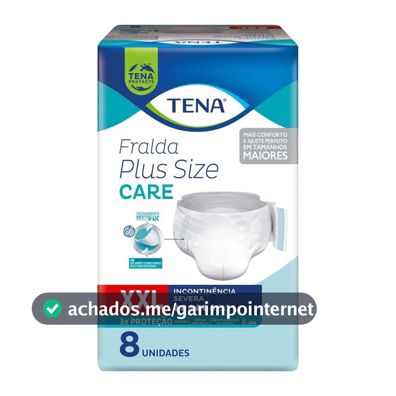 Tena Plus Size Care Fralda Adulto XXL 8 unidades