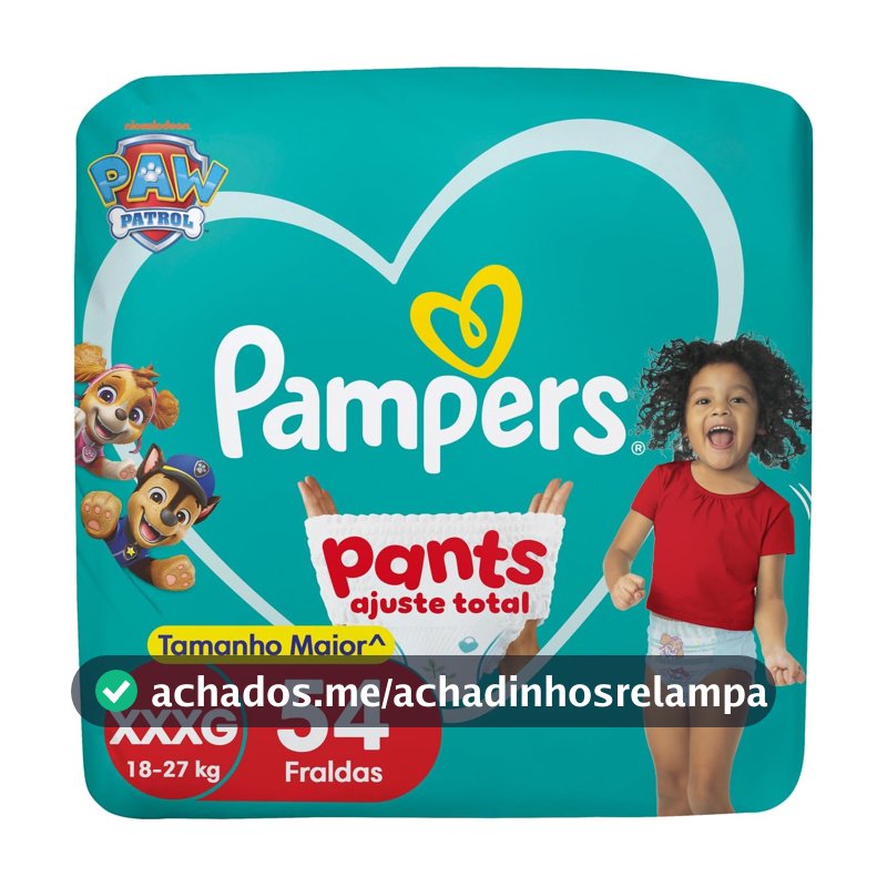 Fralda Pampers Pants Ajuste Total Tamanho XXXG, 54 Unidades