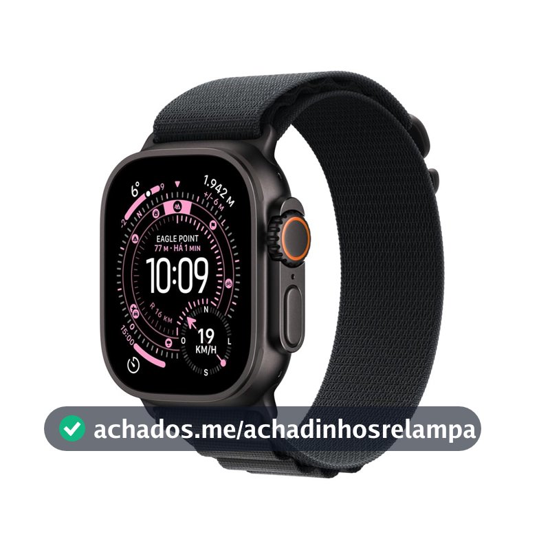 Apple Watch Ultra 3 GPS + Cellular, Caixa em titânio preto de 49 mm com Loop Alpine preta ‑ M