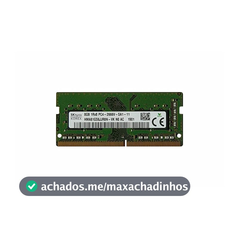 Memória p/Notebook Hynix 2X8GB (16Gb) PC4-21300 DDR4-2666MHz 260-Pin SODIMM 1.2V - HMA81GS6CJR8N-VK
