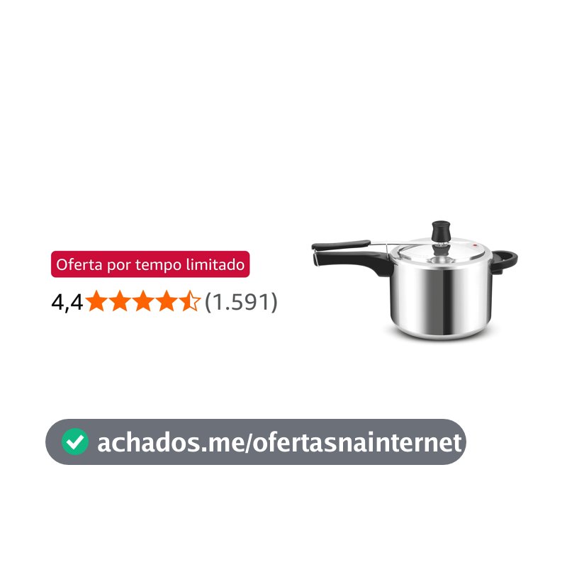 Panela de Pressão Rochedo Turbo Polida com Fechamento Interno e 4,5L de capacidade
