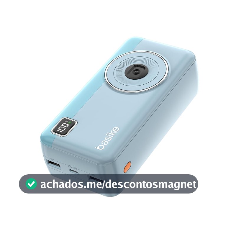 Power Bank 30000mAh, Basike Carregador Portátil com Cabo (Azul)