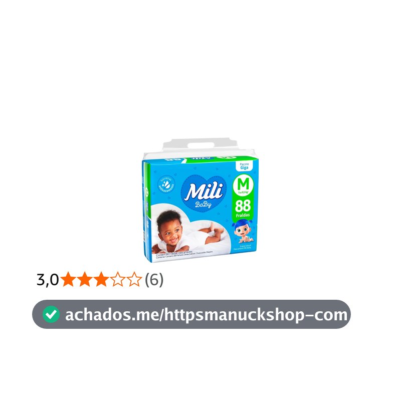 Mili Fralda Infantil Baby Tamanho M, Proteção Diária, Ajuste Confortável, Barreiras Antivazamento, 80 Unidades